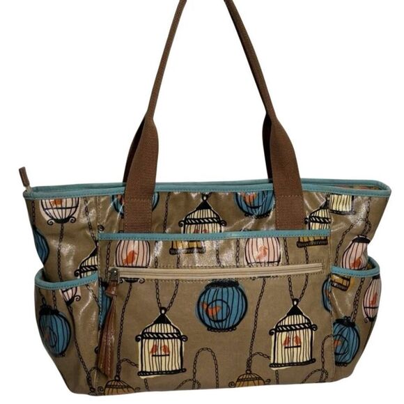 Fossil Tote Shoulder Bag Large Canvas Key Per Bird Cage - Picture 10 of 15